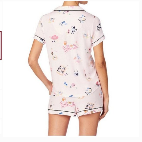 Kate Spade Picnic Printed Pink PJ Pajama Top S nwt - Picture 2 of 10